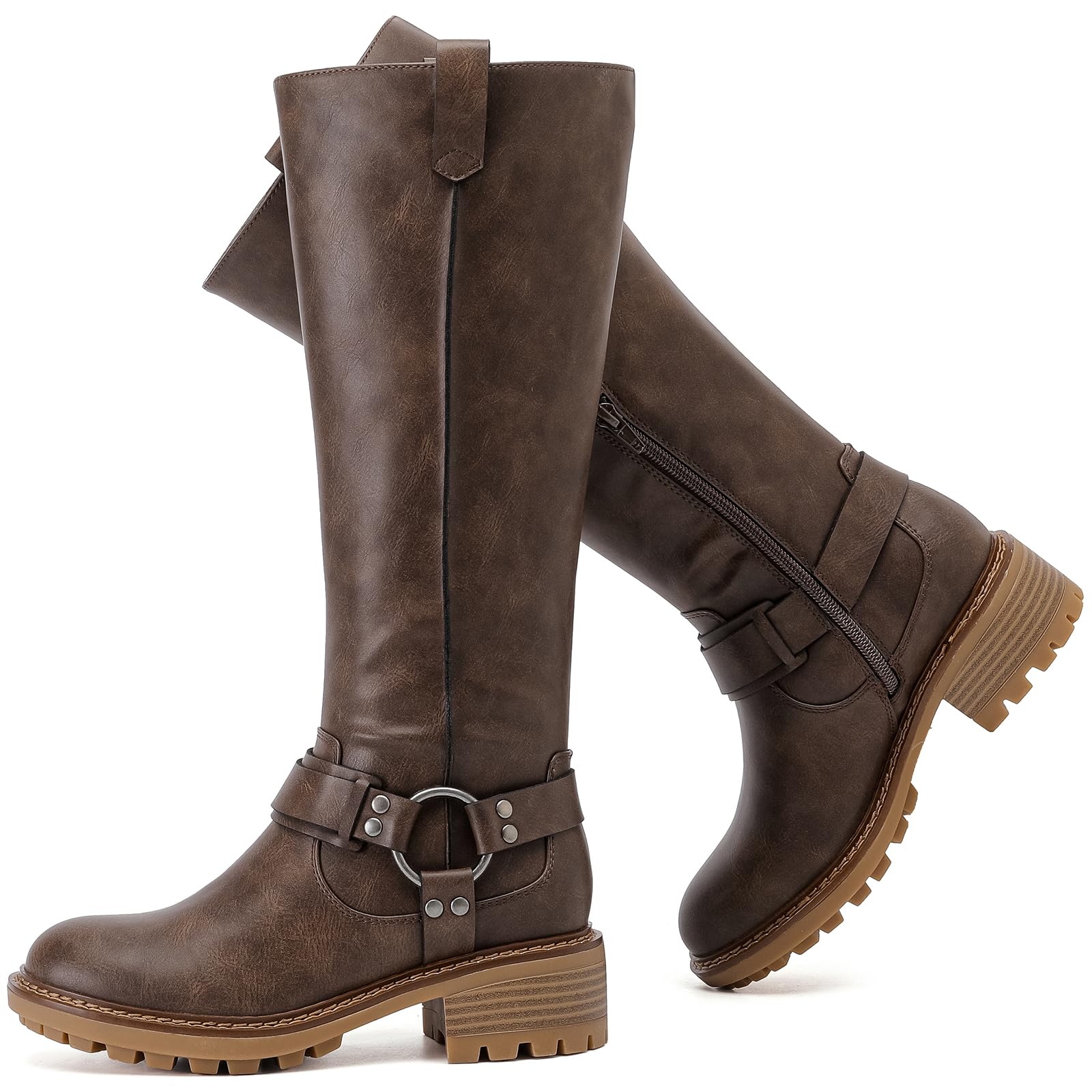 Women's Knee High Boots Stylish Comfort Round Toe Tall Riding Combat Boot Classic Fashion Fall Winter Boots for Women.